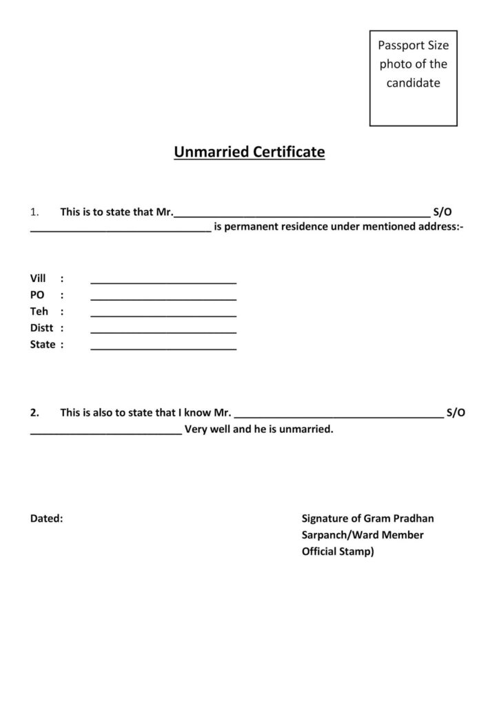 Unmarried Certificate PDF Download