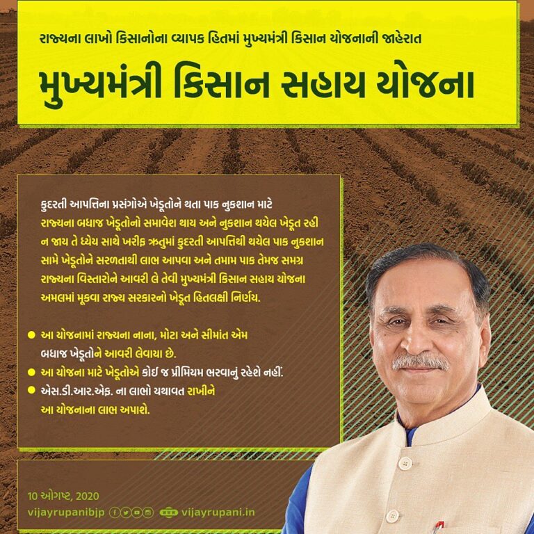 Gujarat Kisan Sahay Yojana - गुजरात मुख्यमंत्री किसान सहाय योजना ऑनलाइन आवेदन